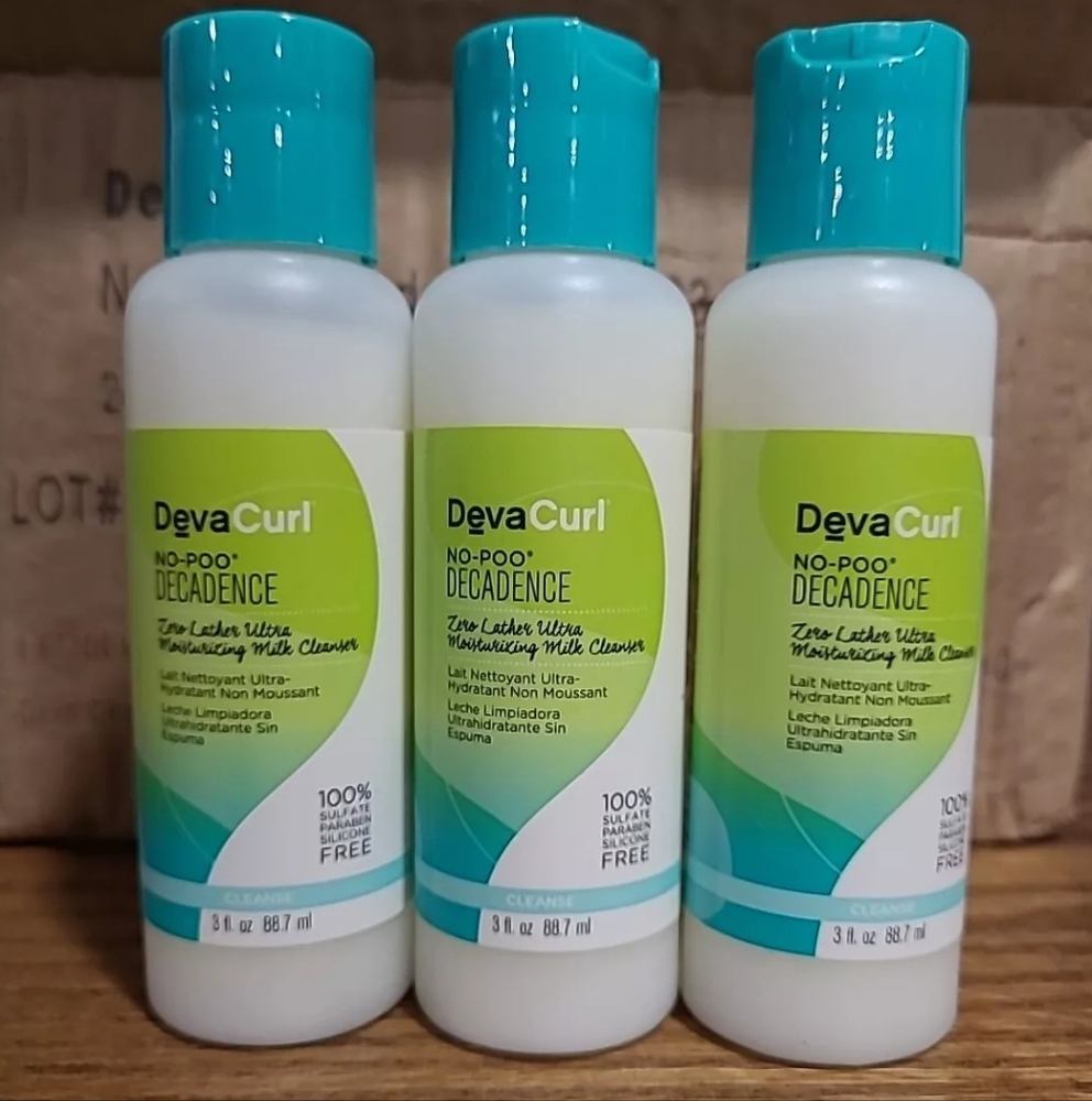 Lot Of 3 DEVACURL NO-POO DECADENCE ZERO LATHER ULTRA MOISTURIZING MILK CLEANSER